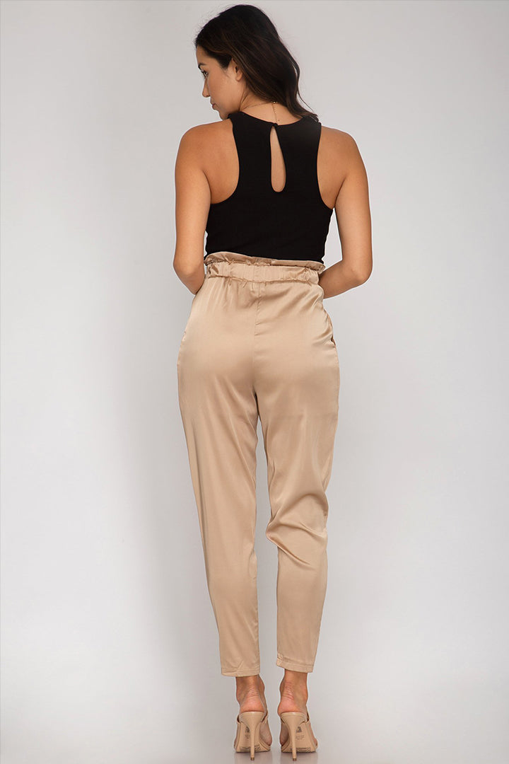 Satin paperbag trousers sale