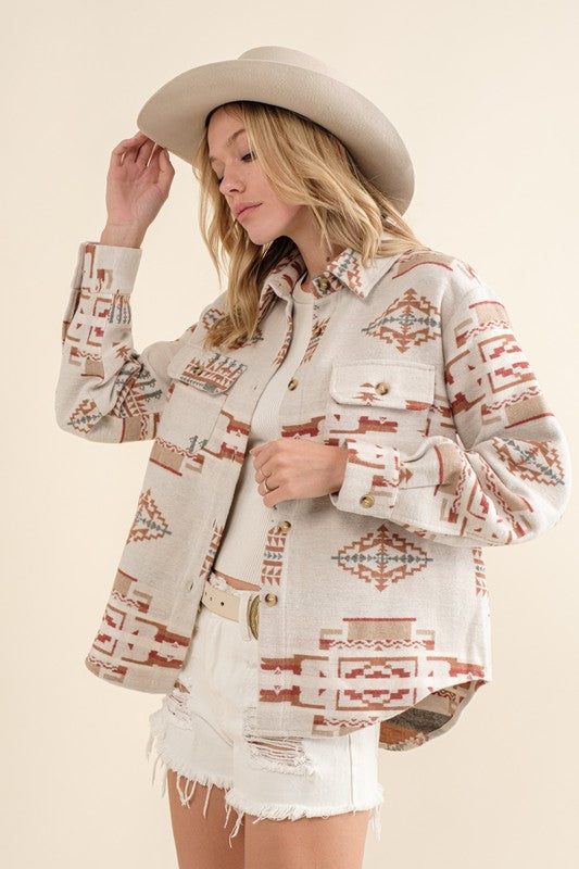 Jacquard Aztec Shirt Jacket – Posh Apparel