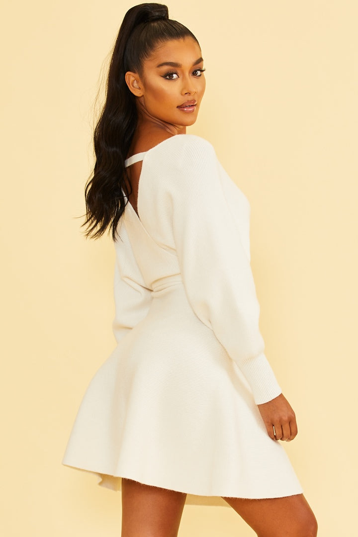 Wrap Sweater Flare Dress  Posh Apparel