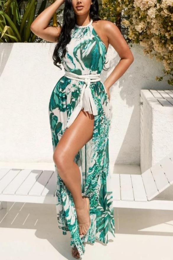 Tropical Halter Maxi Dress – Posh Apparel