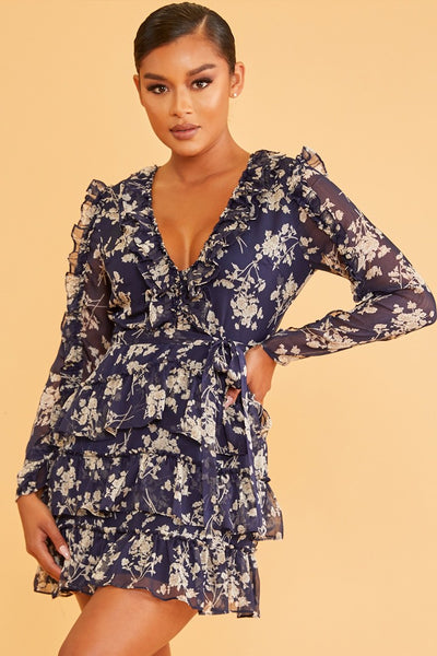 Vintage Floral Ruffle Dress – Posh Apparel