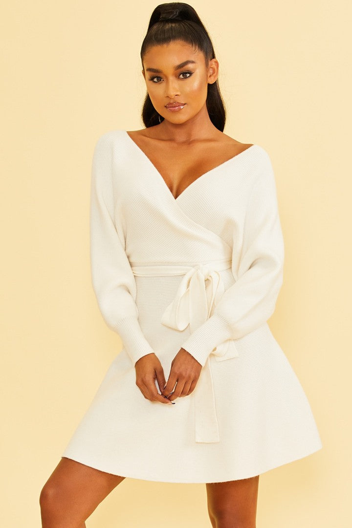 Wrap Sweater Flare Dress Posh Apparel Wrap Sweater Flare Dress Posh Apparel